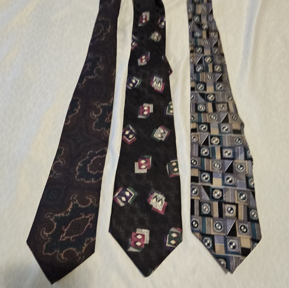 Men's Tie Silk  Vtg Set of 3